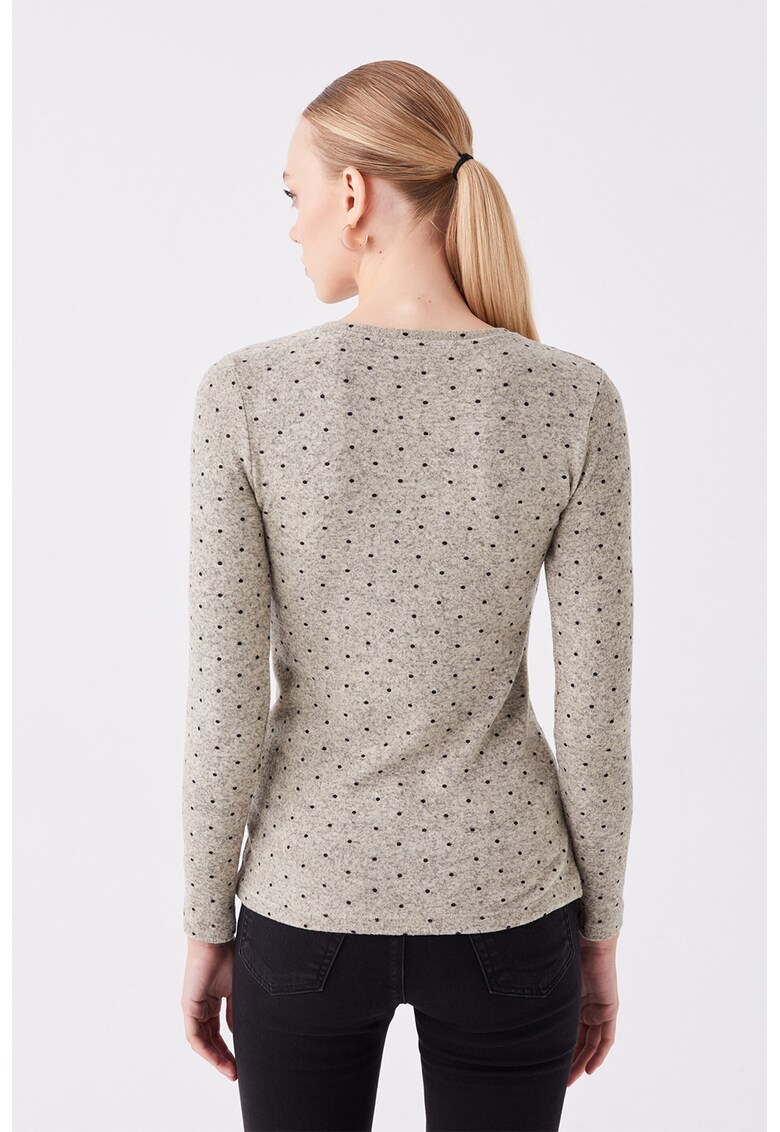 Bluza cu decolteu rotund si model cu buline
