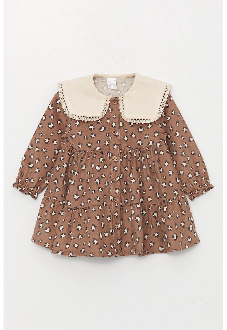 Rochie cu animal print si guler Peter Pan