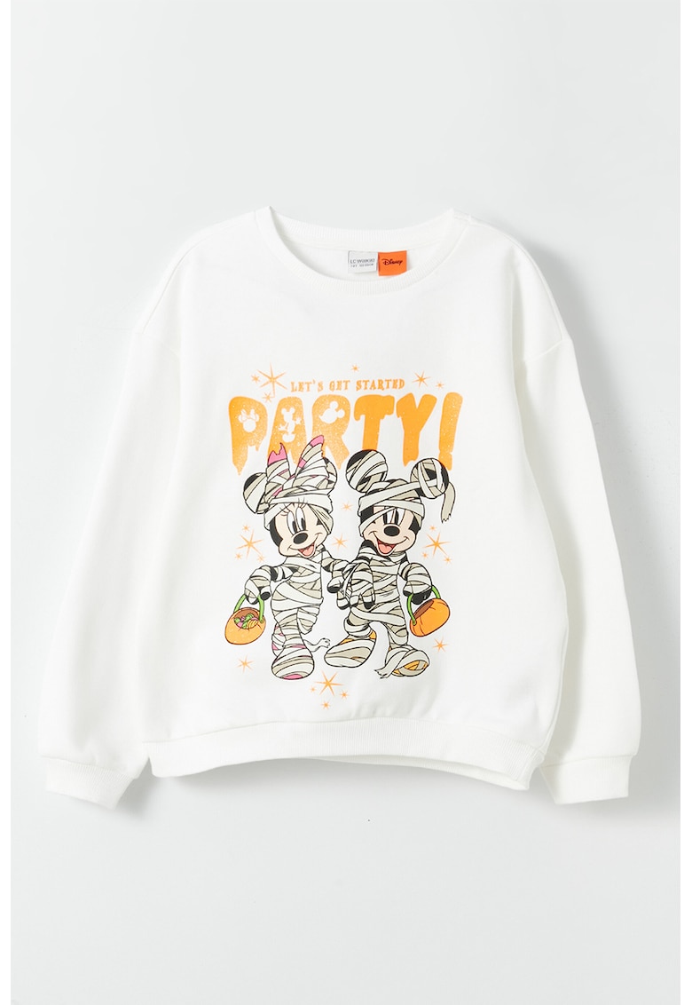 Bluza de trening cu captuseala din fleece si imprimeu tematic Disney