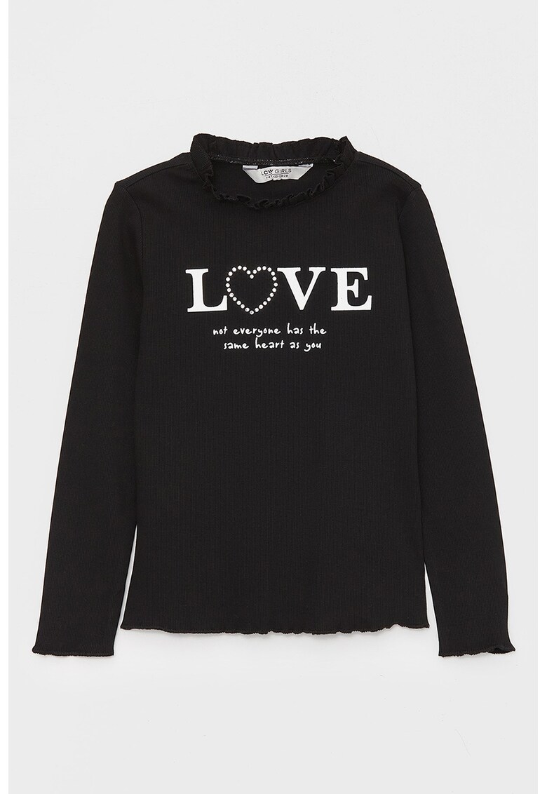 Bluza striata cu model text