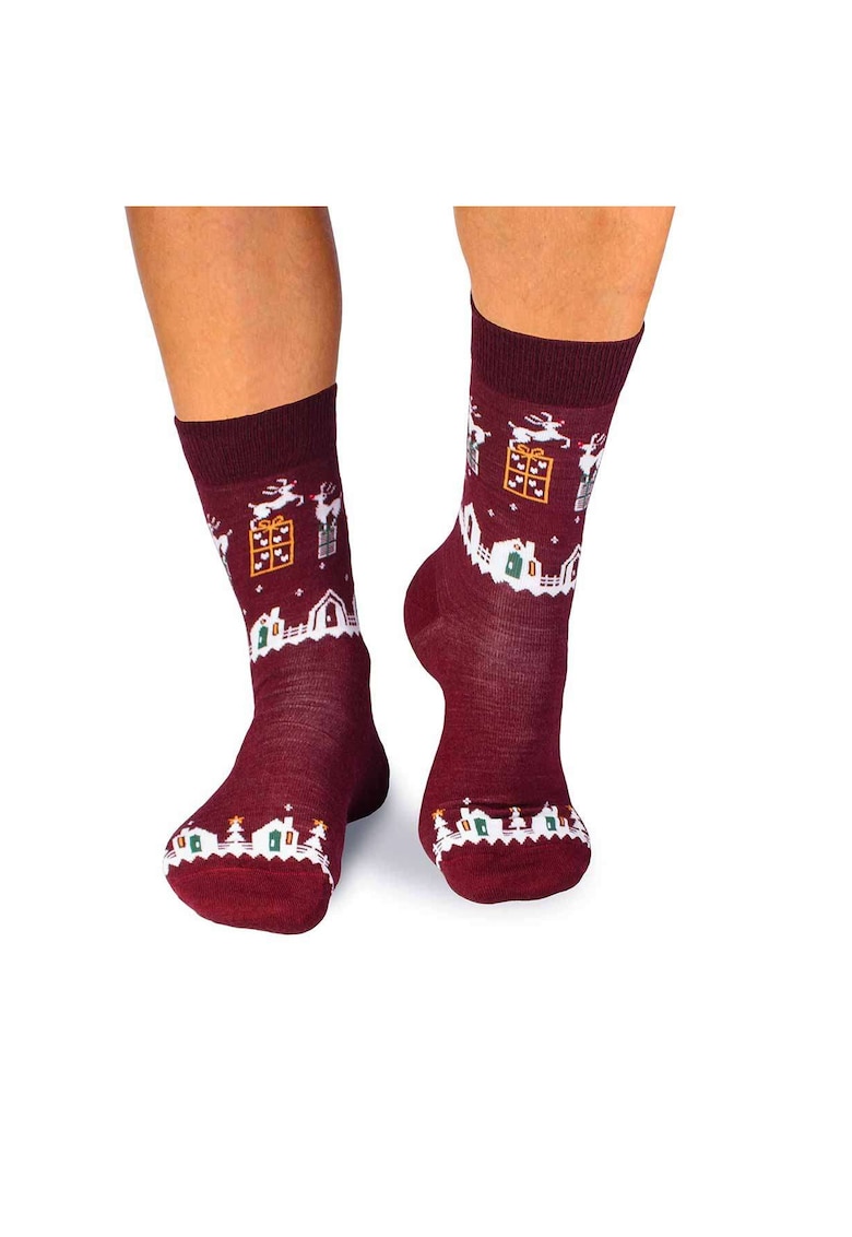 Sosete calduroase din lana merino Presents - 43-46 EU - Bordo