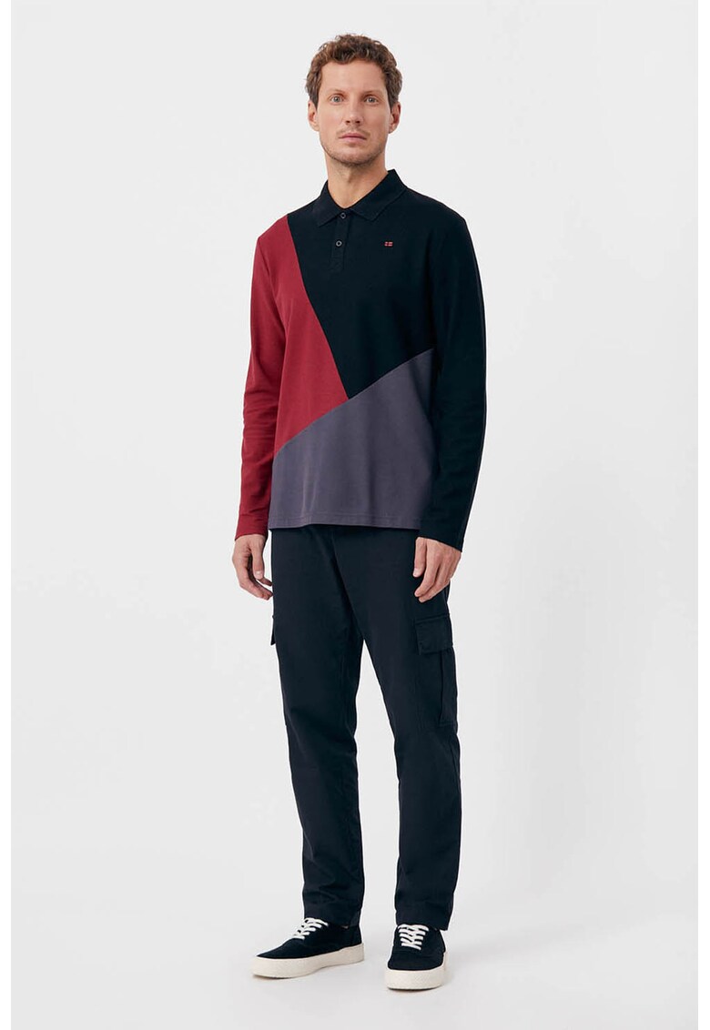 Bluza polo cu model colorblock