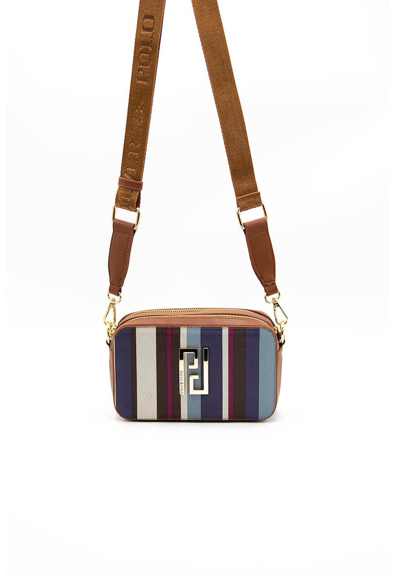 Geanta crossbody de piele ecologica cu logo metalic