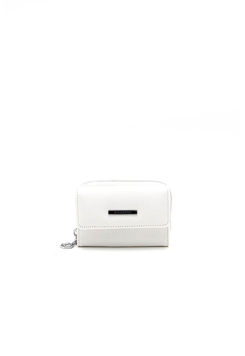 Portofel de piele ecologica cu logo discret - Alb