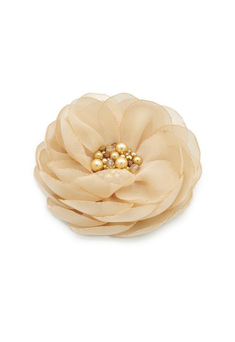 Brosa eleganta floare mare - Cream Floral Charm - voal bej