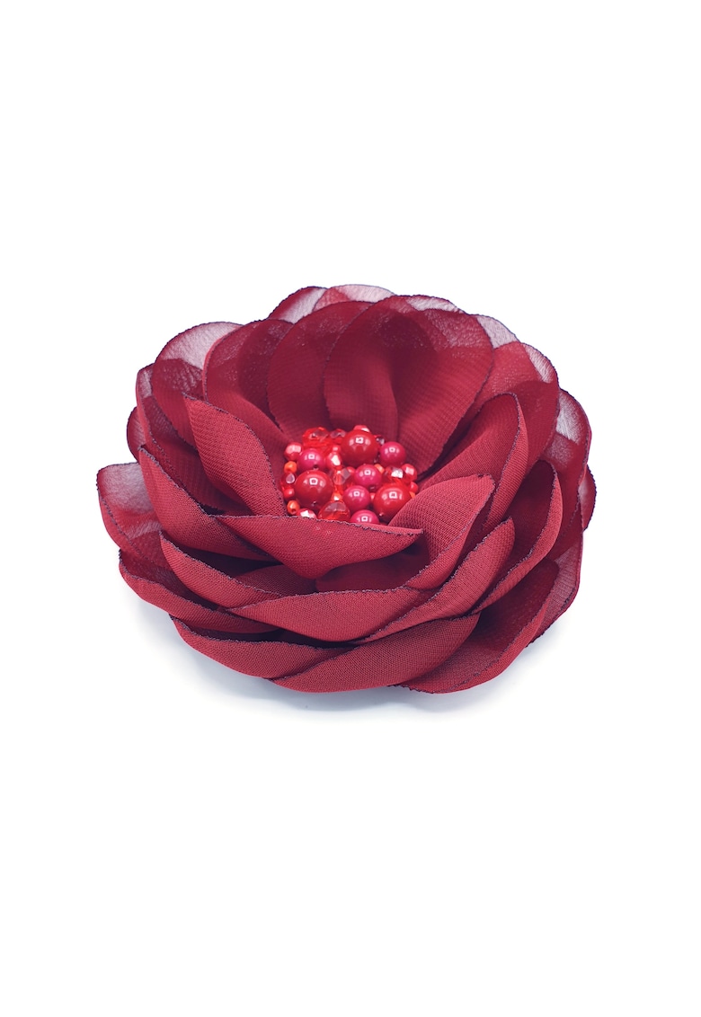 Brosa eleganta floare mare - Garnet Floral Charm - voal bordo