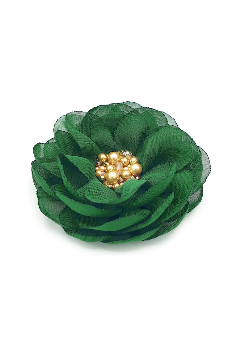 Елегантна брошка голямо цвете - Хоризми - Green Floral Charm - зелен воал