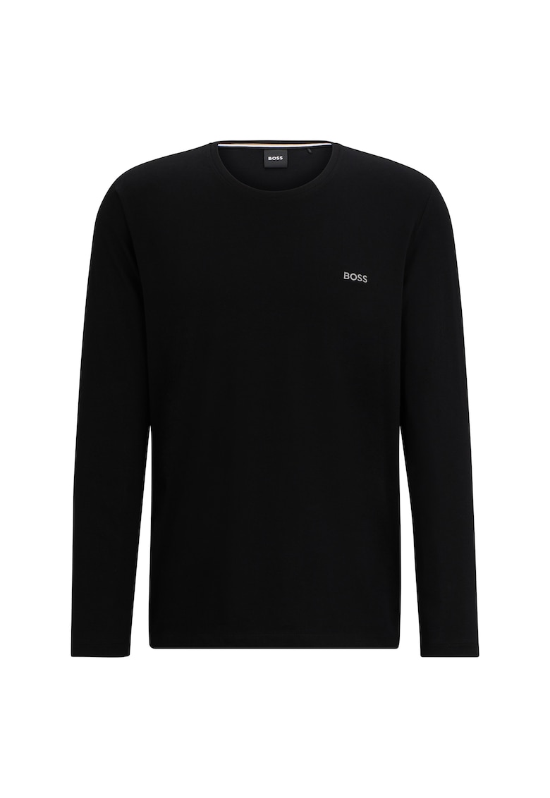 Bluza cu decolteu la baza gatului si logo discret - Negru