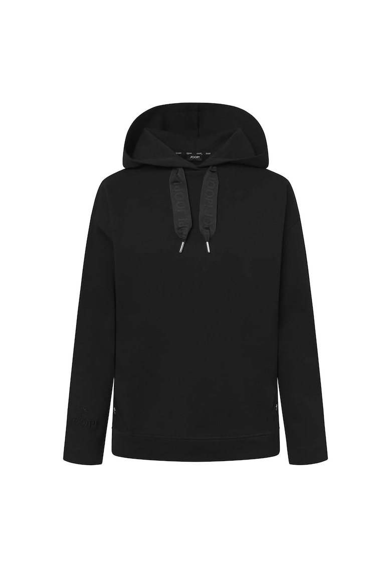 Hanorac cu maneci cazute si logo discret - Negru