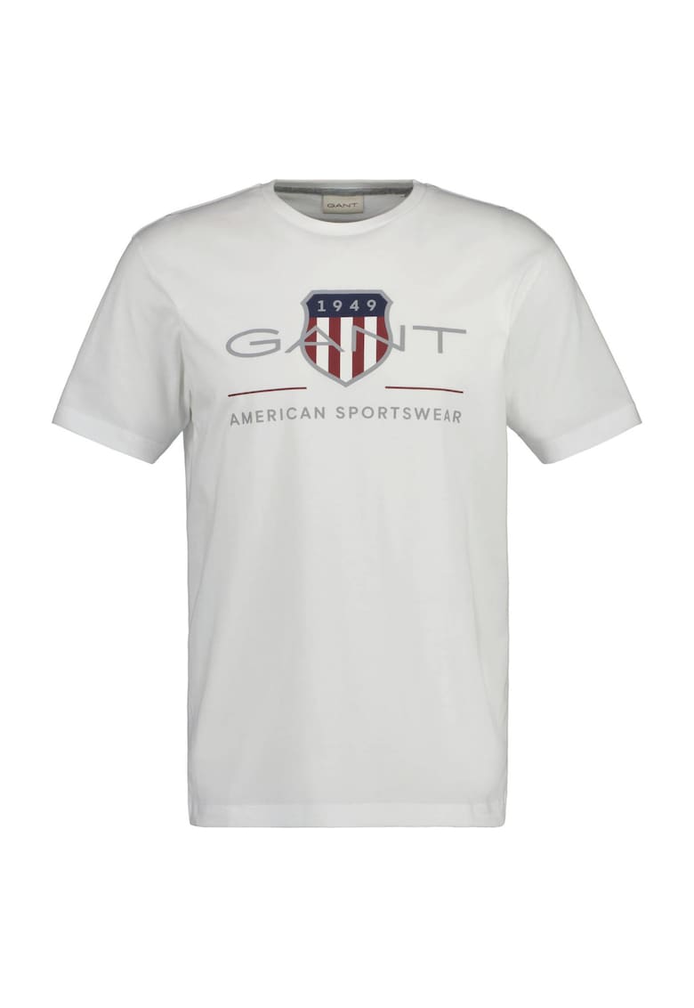 Tricou cu decolteu la baza gatului si imprimeu logo Archive Shield