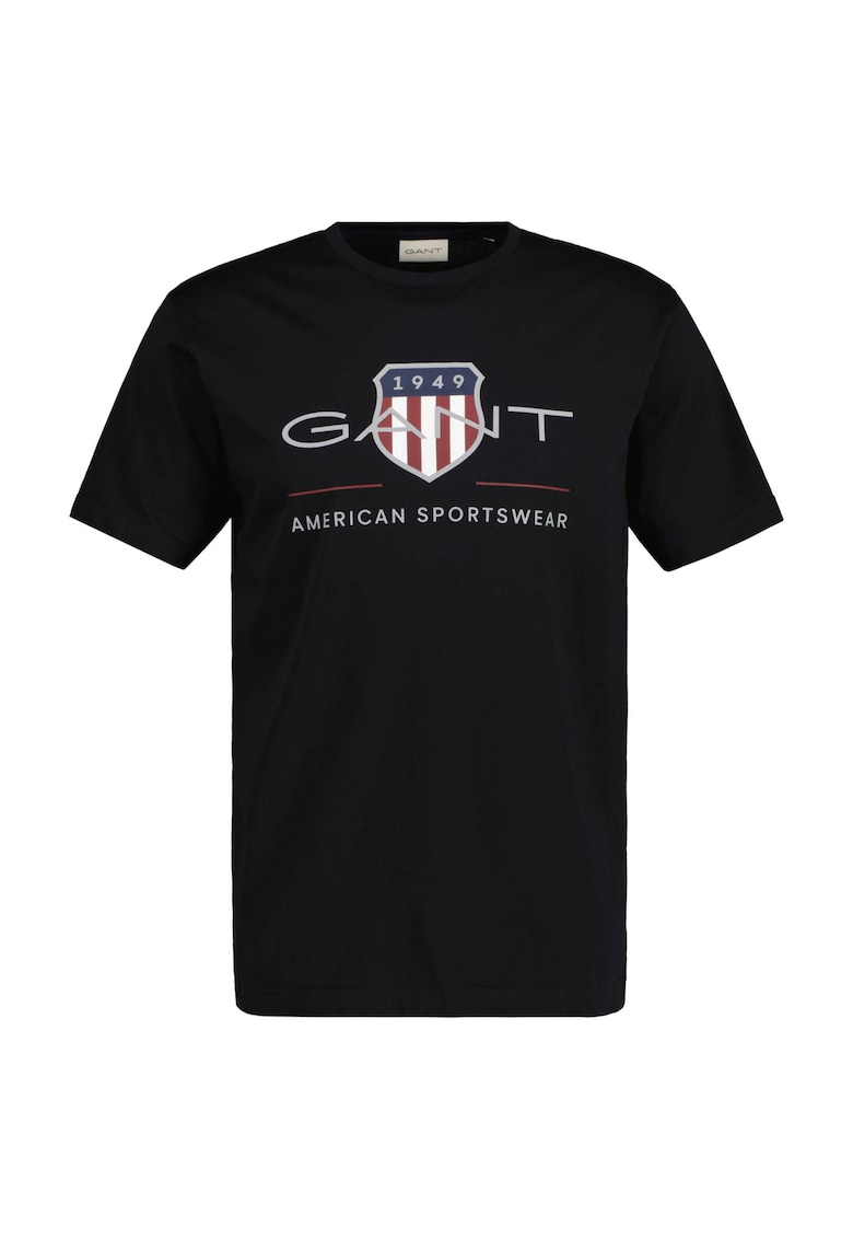 Tricou cu decolteu la baza gatului si imprimeu logo Archive Shield