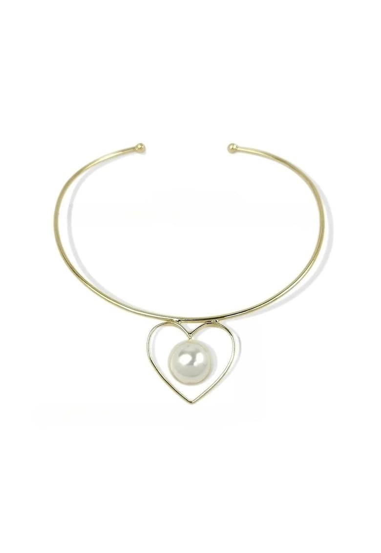 Colier auriu - cu pandantiv in forma de inima si perla - Maxie C5