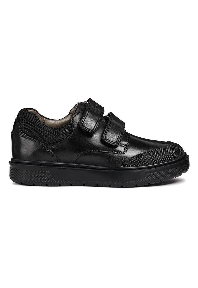 Pantofi sport de piele cu velcro si garnituri texturate