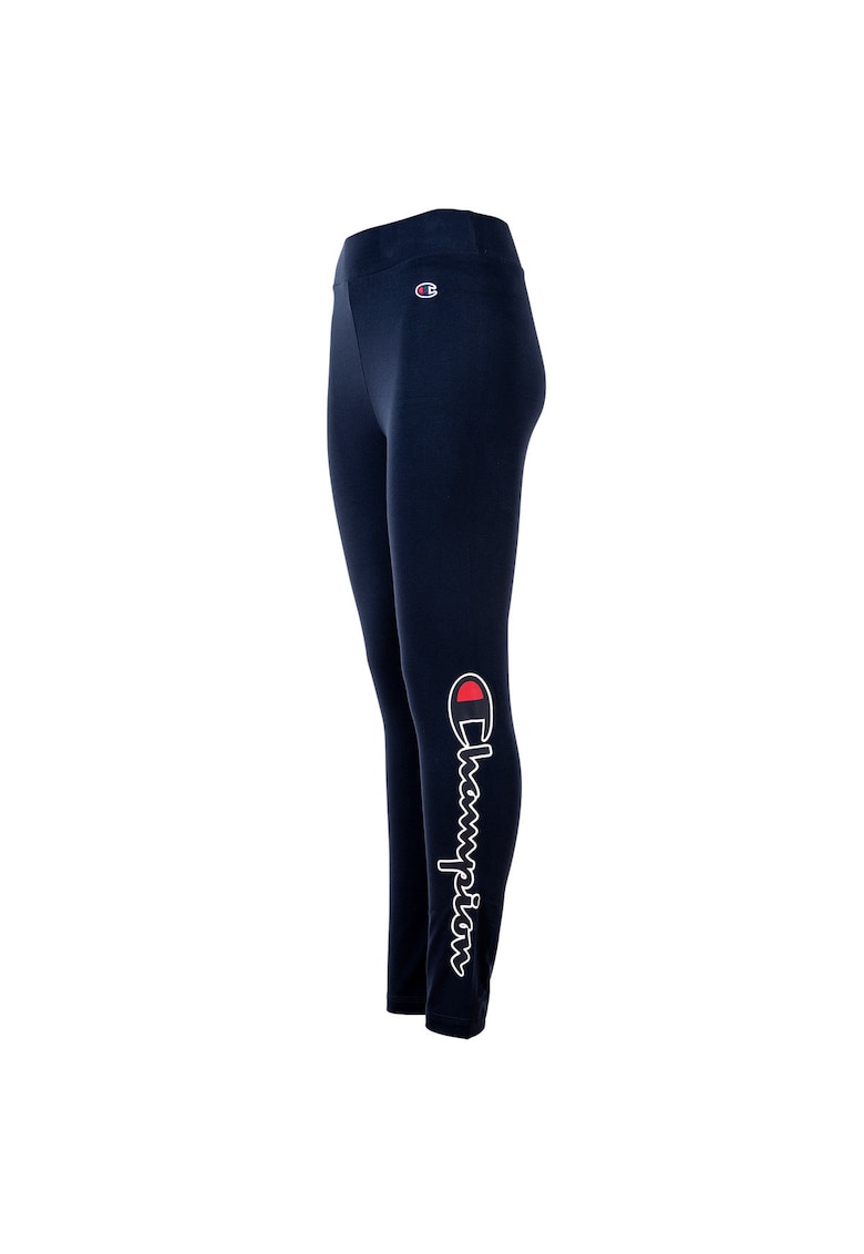 Colanti cu talie inalta si logo lateral - Albastru