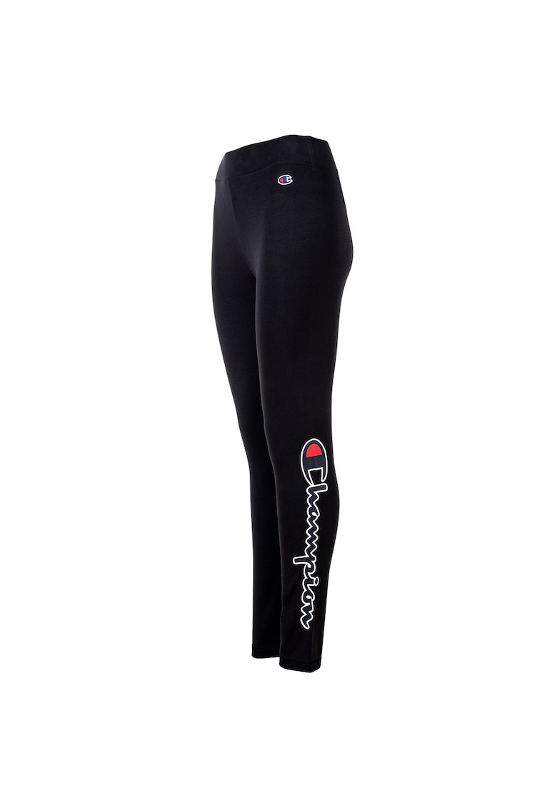 Colanti cu talie inalta si logo lateral - Negru