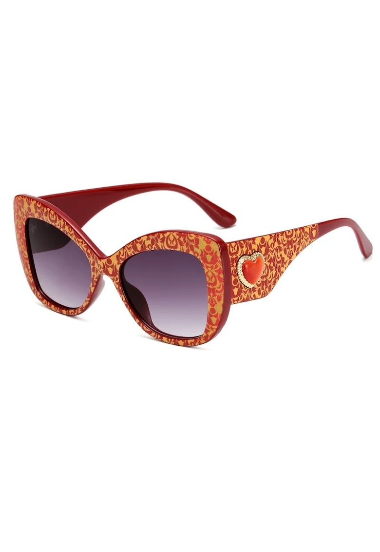 Ochelari de soare - rosii - cat-eye - cu inimioare - Megan C1