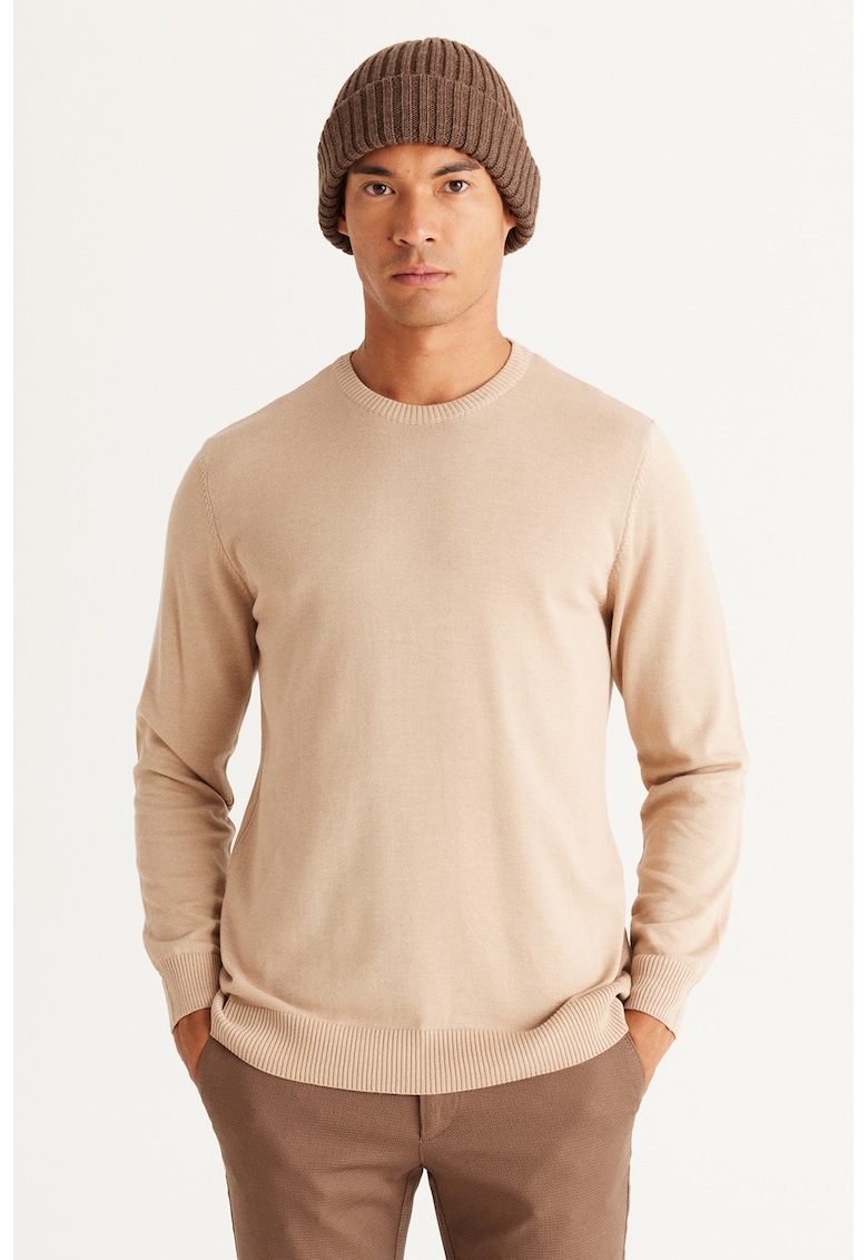 Pulover regular fit cu aspect de tricot fin