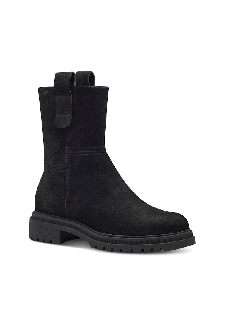 Ghete dama - Piele/Textil -Negru