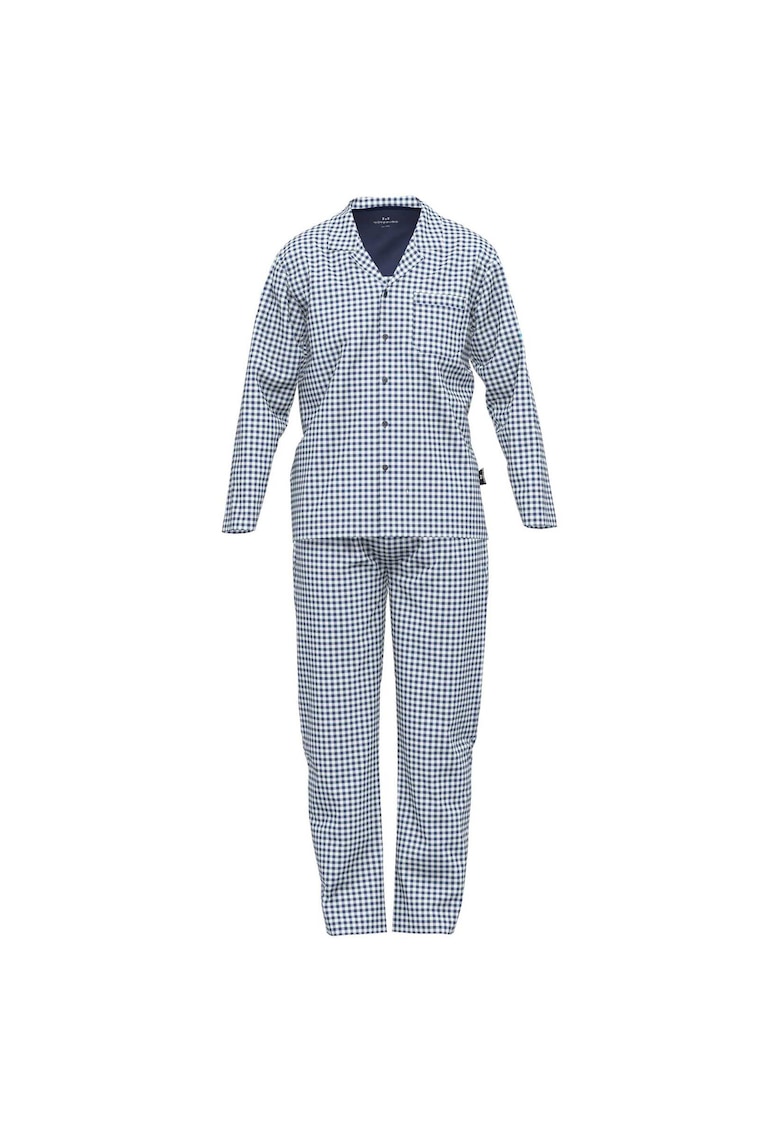 Pijama in carouri cu revere decupate