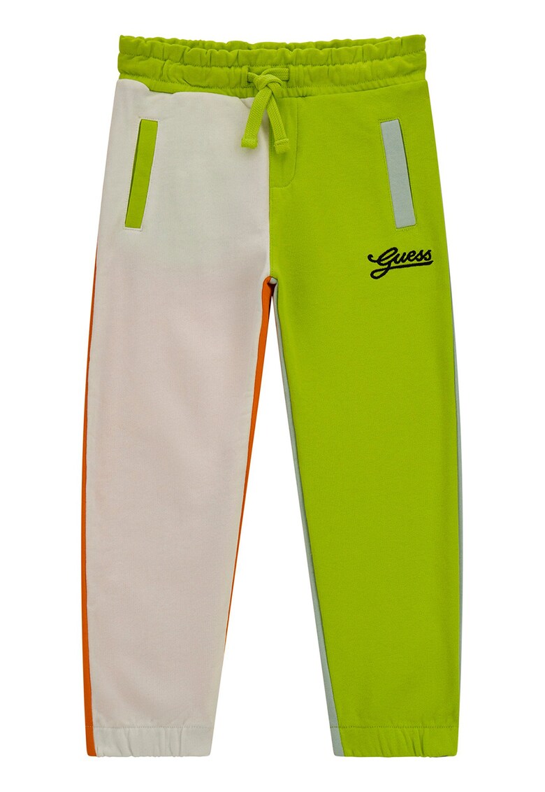 Pantaloni de trening cu model colorblock si snur de ajustare in talie