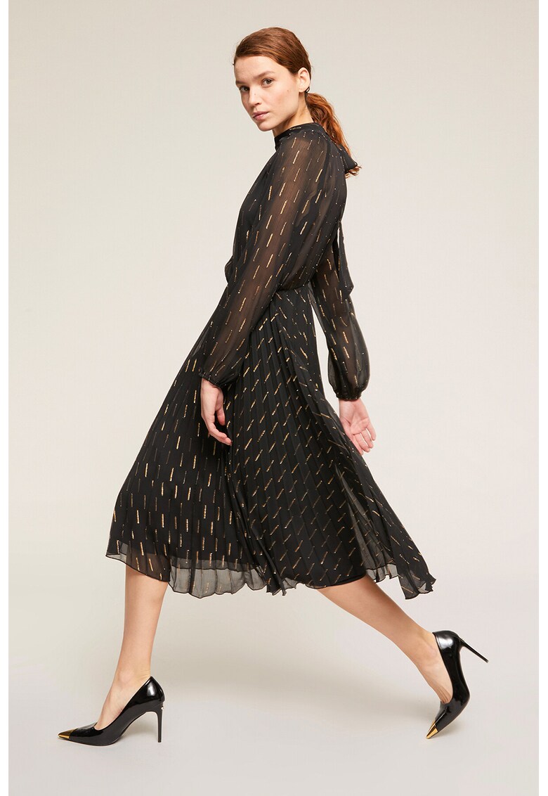 Rochie midi din tul cu maneci transparente