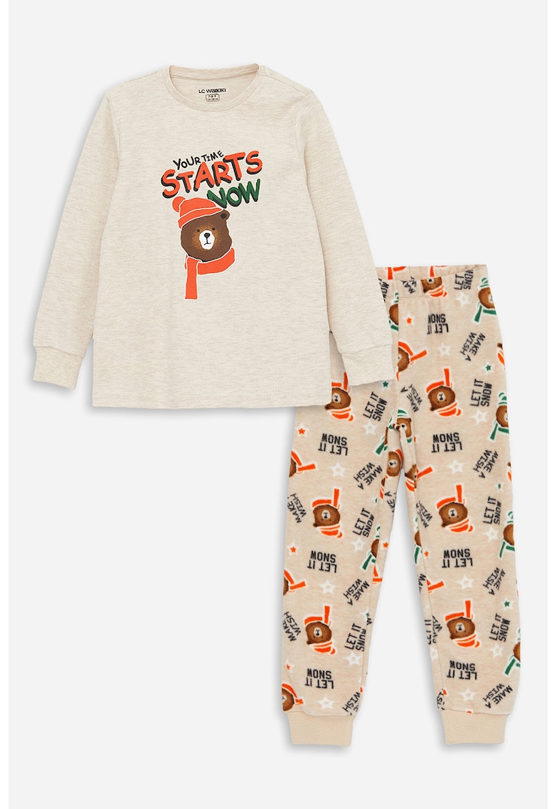 Pijama cu imprimeu si pantaloni lungi