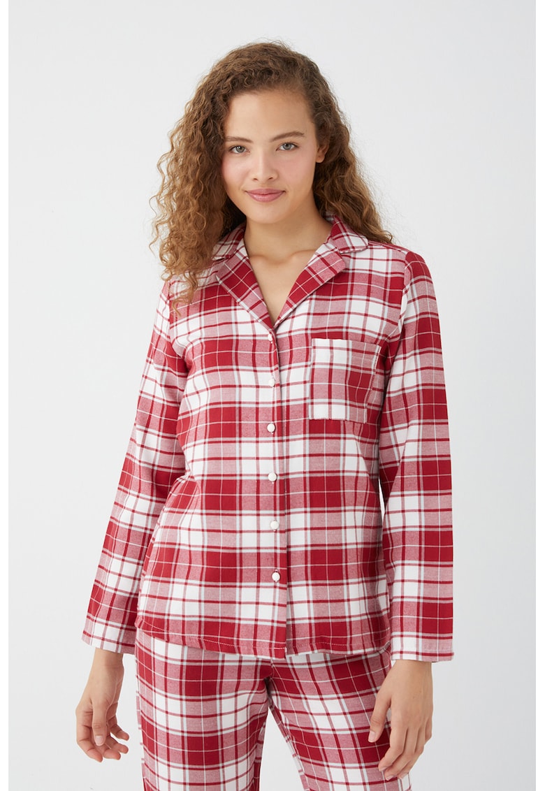Pijama in carouri cu pantaloni lungi