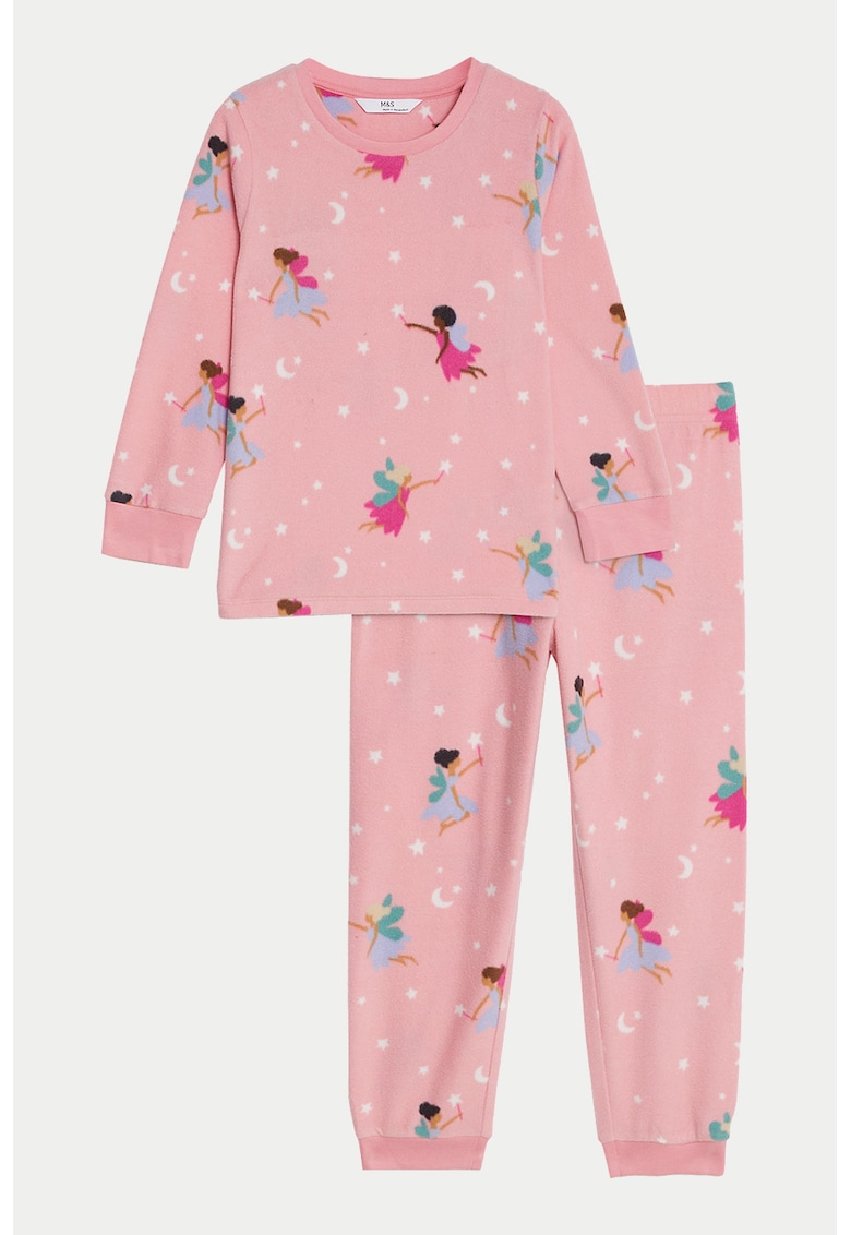 Pijama din material fleece cu imprimeu