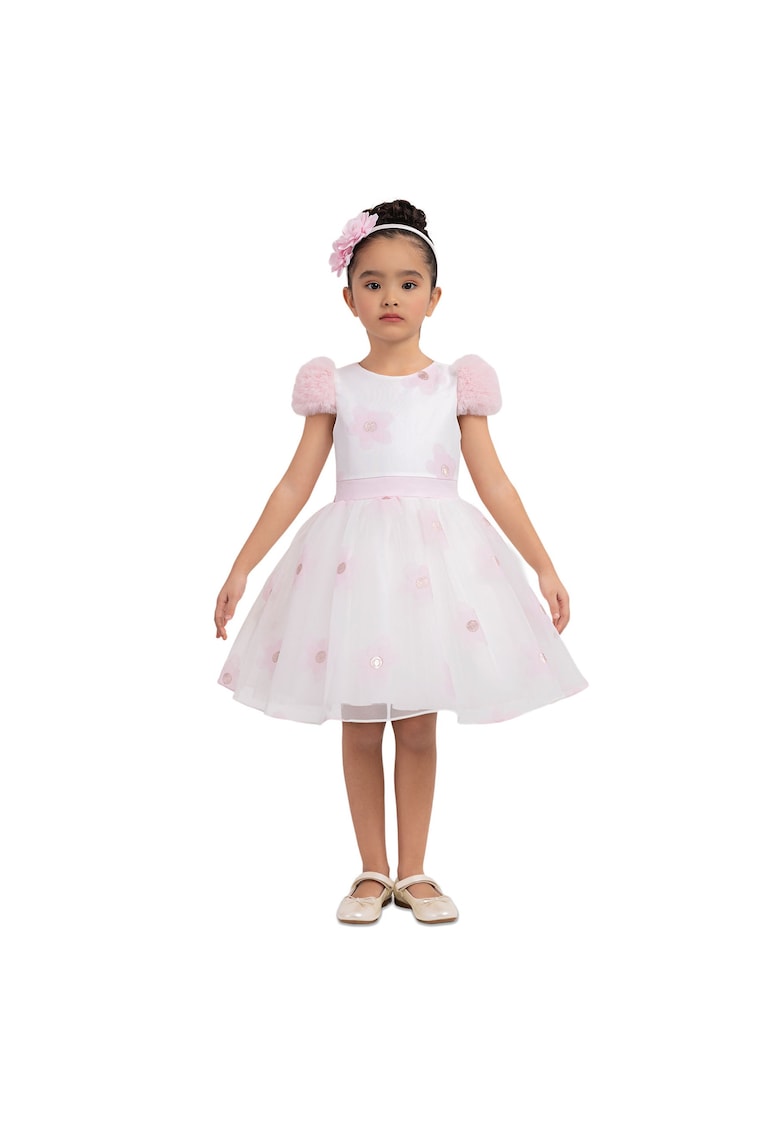 Rochita Eleganta Fetite -  - cu Flori Aplicate - Bentita Asortata - 33319