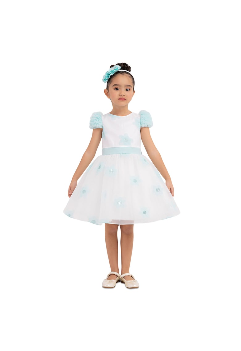 Rochita Eleganta Fetite -  - cu Flori Aplicate - Bentita Asortata - 33319