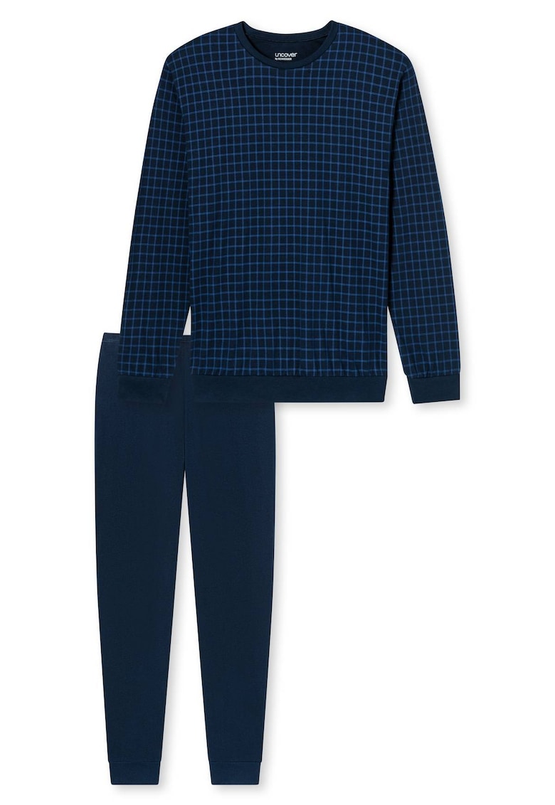 Uncover by Schiesser Pijama cu pantaloni lungi si imprimeu - Albastru inchis