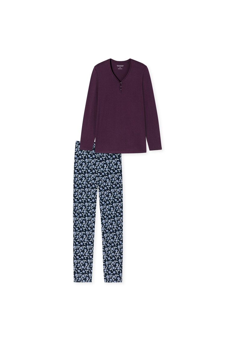 Pijama din bumbac cu decolteu in v