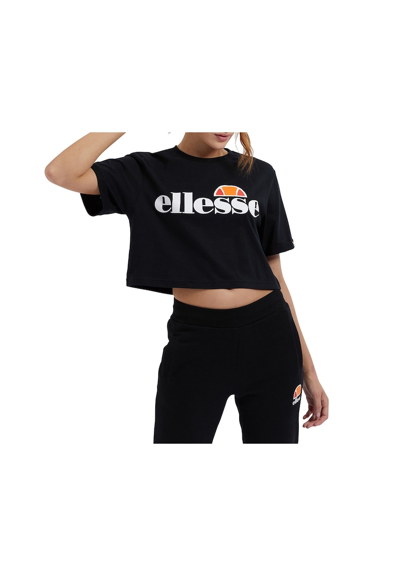 Tricou crop cu imprimeu logo Alberta