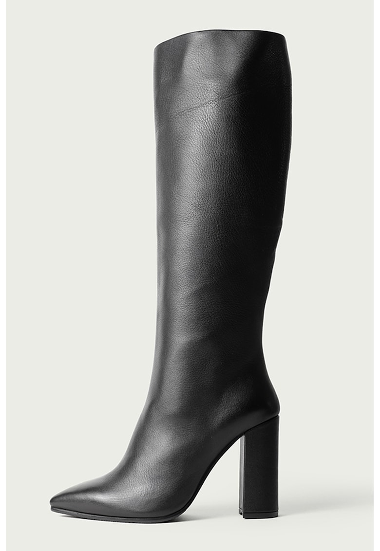 Cizme lungi pana la genunchi din piele cu toc inalt Arya