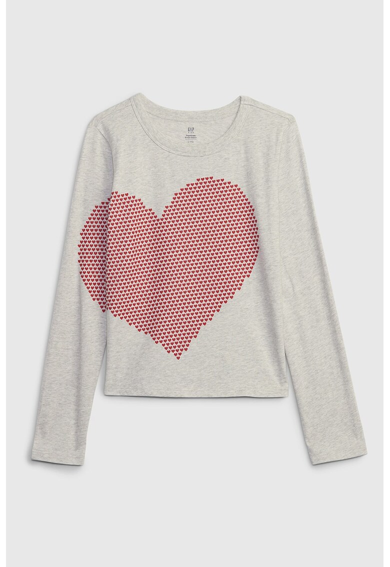 Bluza din bumbac organic cu imprimeu cu inimi