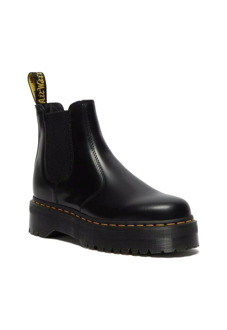 Ghete Chelsea de piele cu cusaturi contrastante Quad