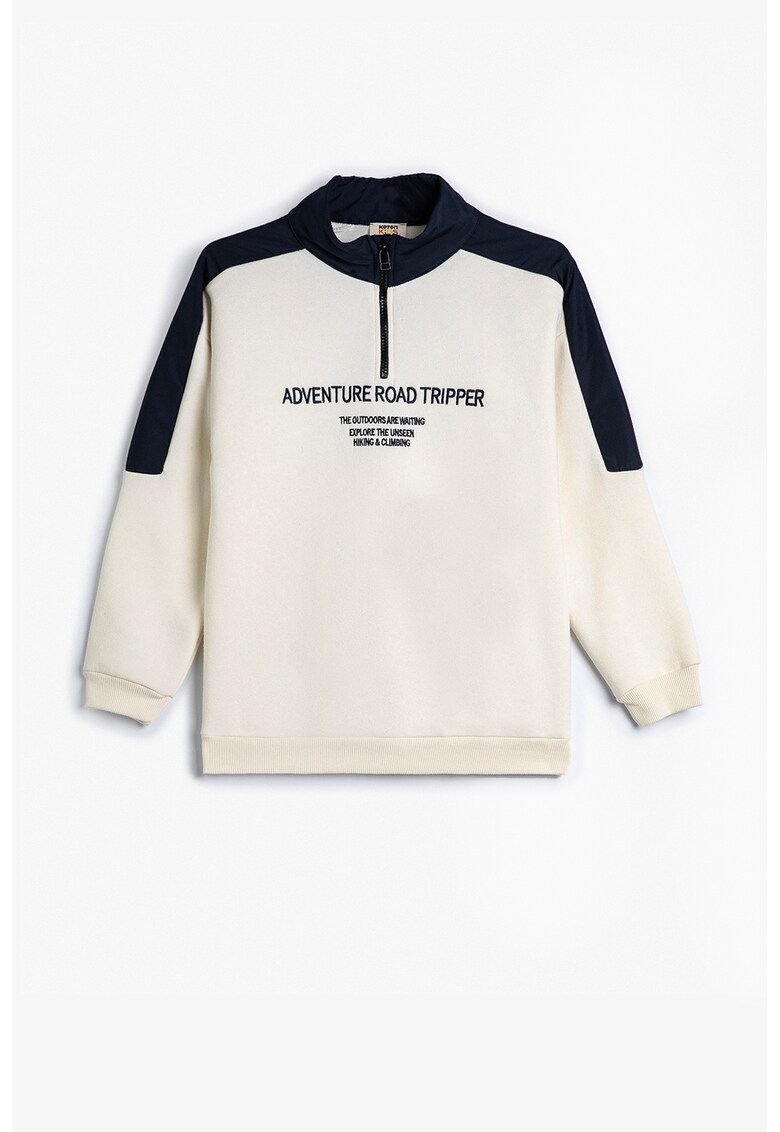 Bluza de trening cu guler scurt si fenta cu fermoar