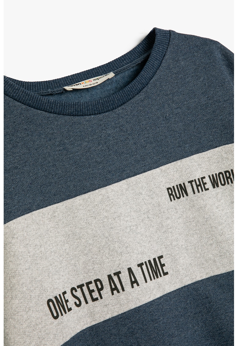 Bluza de treninc cu imprimeu text si model colorblock
