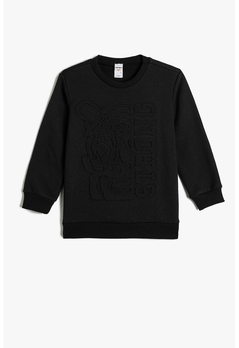 Bluza de trening cu tigru in relief si text