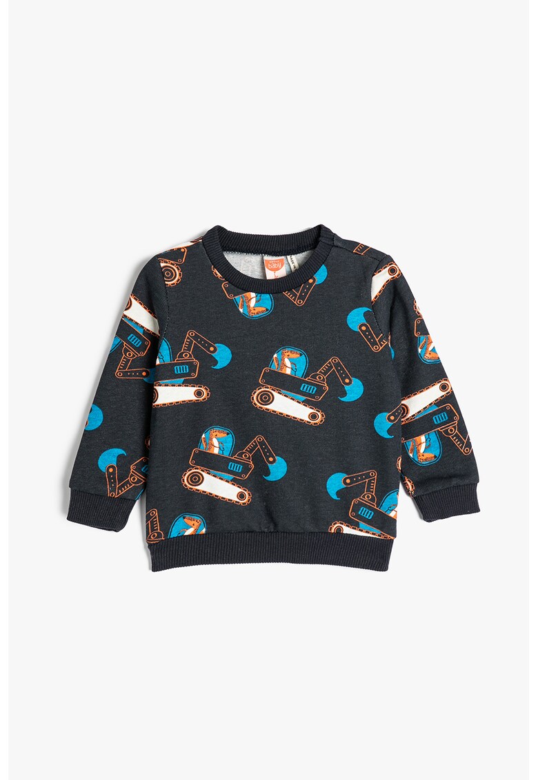 Bluza de trening cu decolteu la baza gatului si model grafic