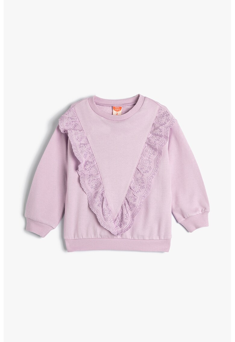 Bluza de trening cu insertii de dantela brodata