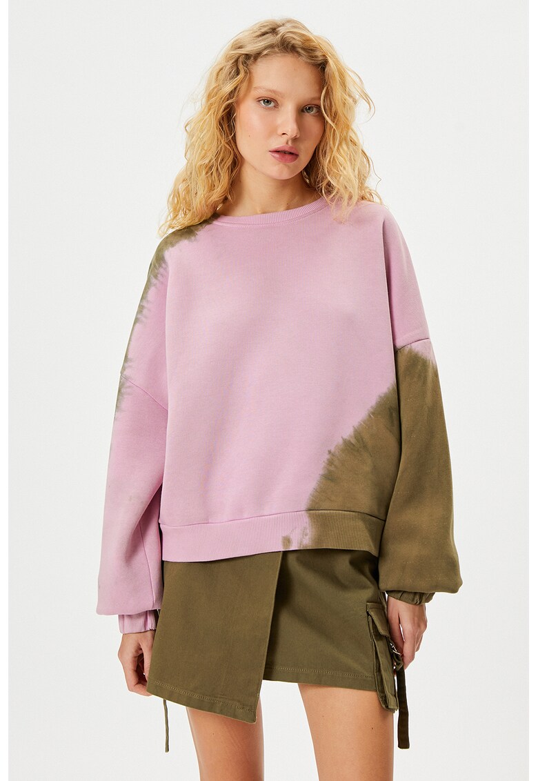 Bluza de trening cu model tie-dye si maneci cazute