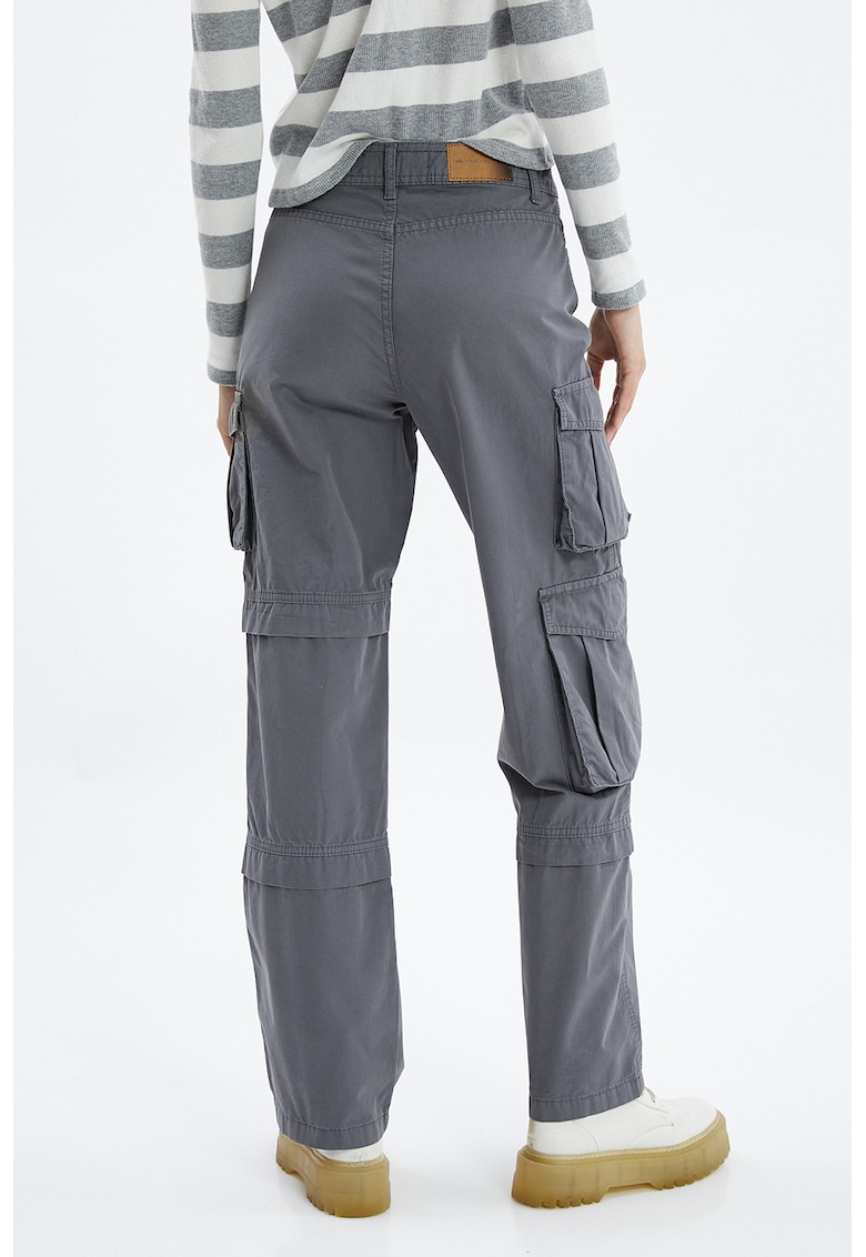 Pantaloni cargo uni de bumbac