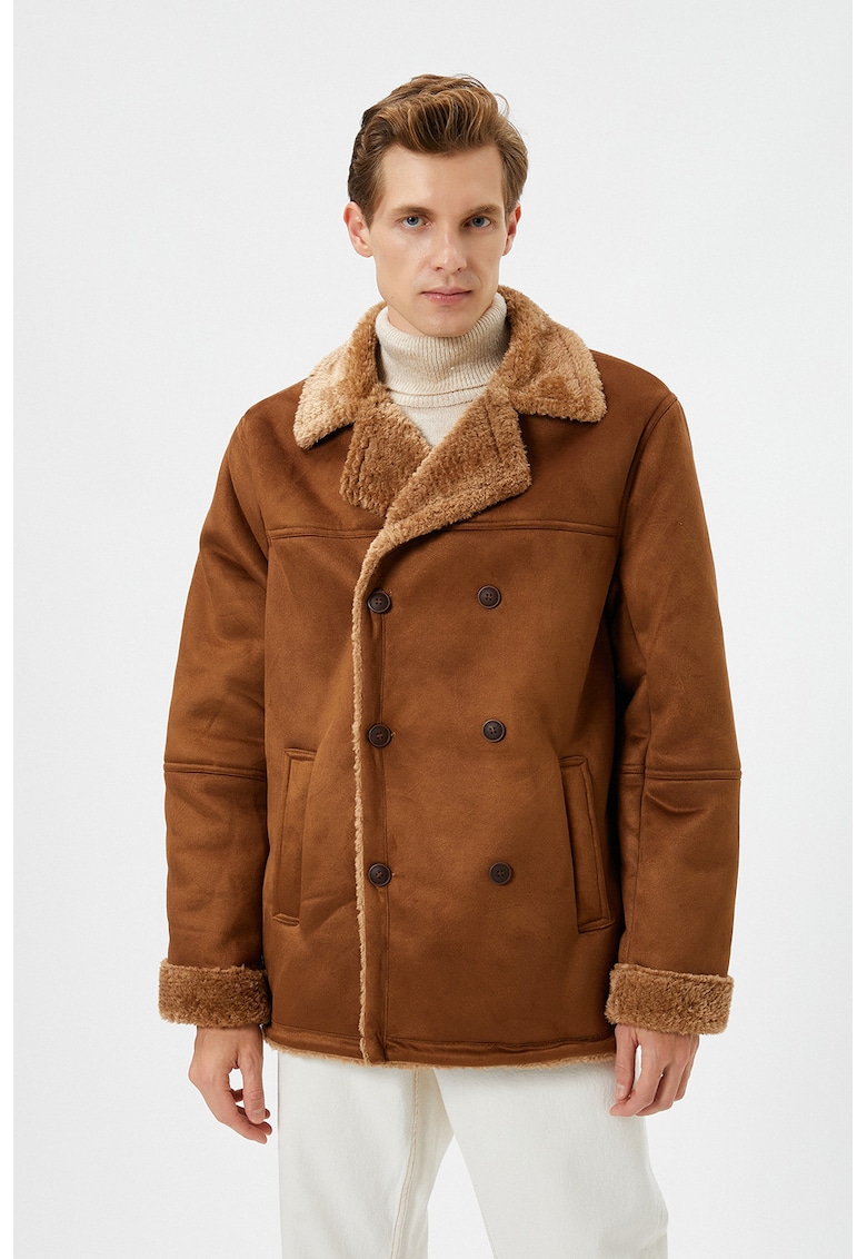 Palton cu doua randuri de nasturi - Maro scortisoara