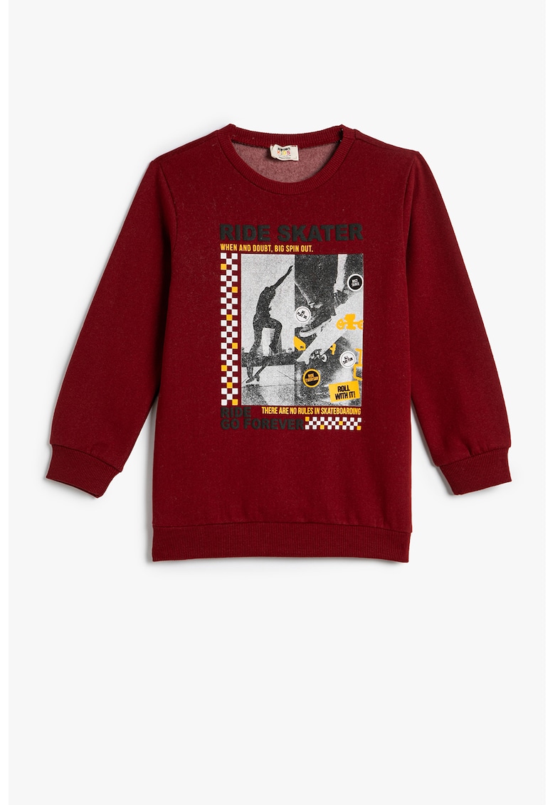 Bluza de trening cu captuseala din fleece si imprimeu foto