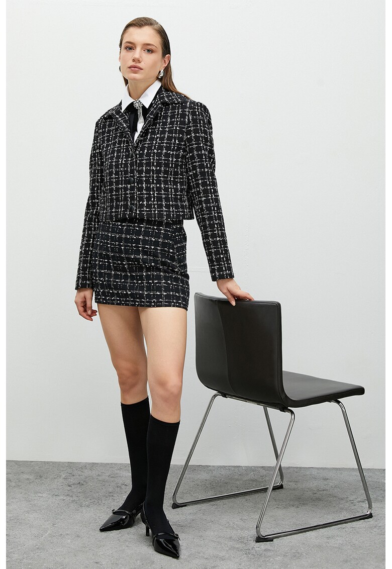 Sacou crop cu model in carouri