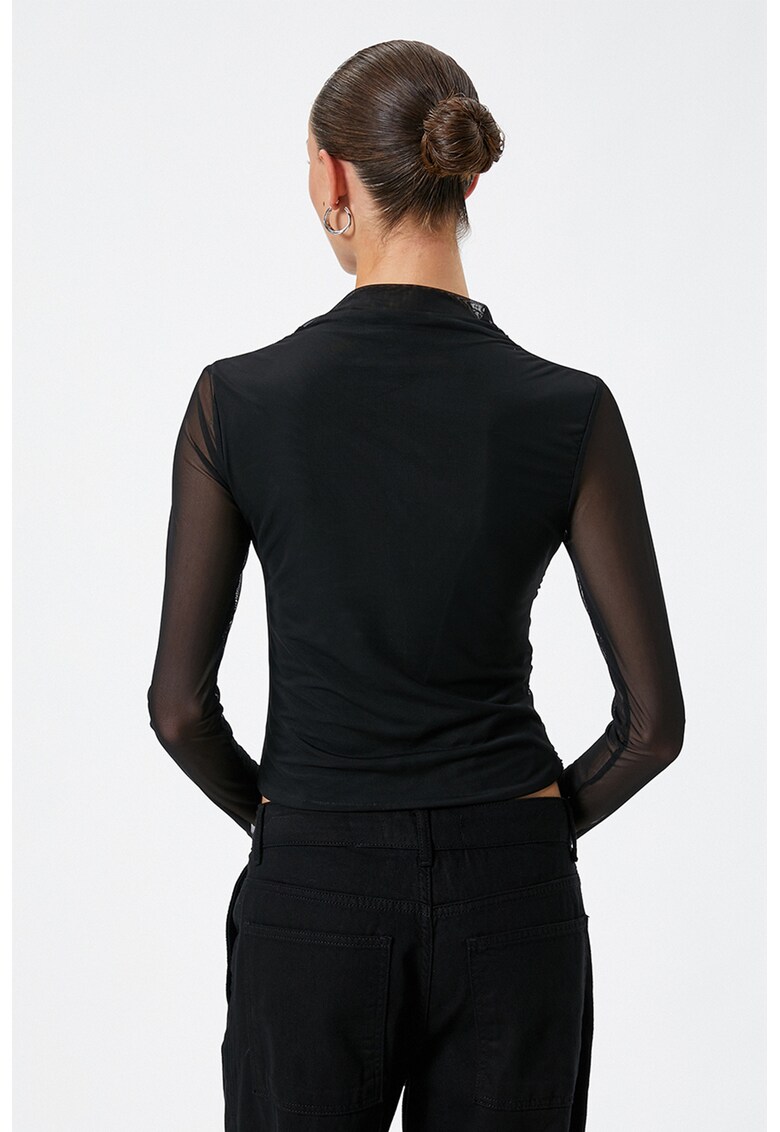 Bluza cu fronseuri si maneci semi-transparente