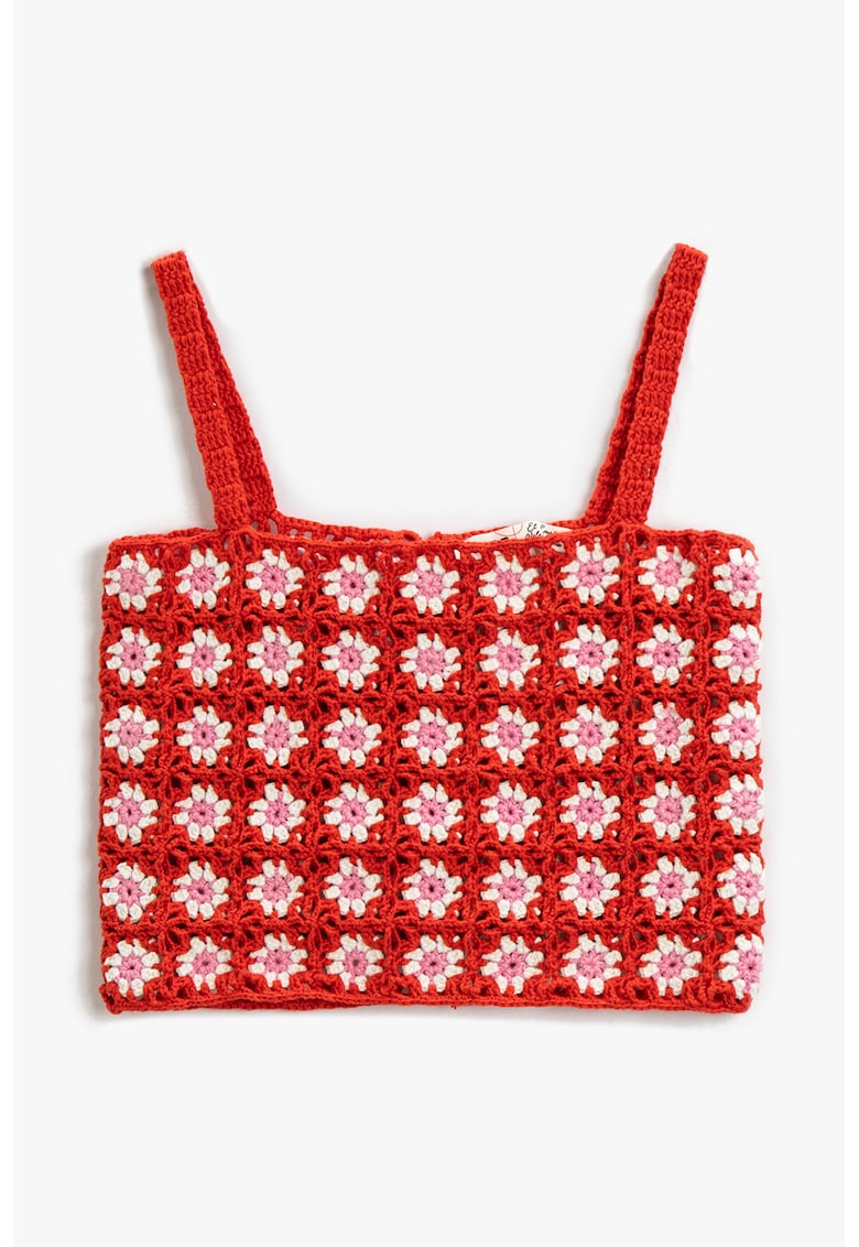 Top tricotat cu model floral