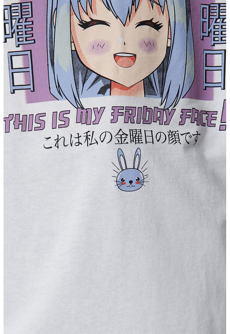 Tricou supradimensionat cu imprimeu anime