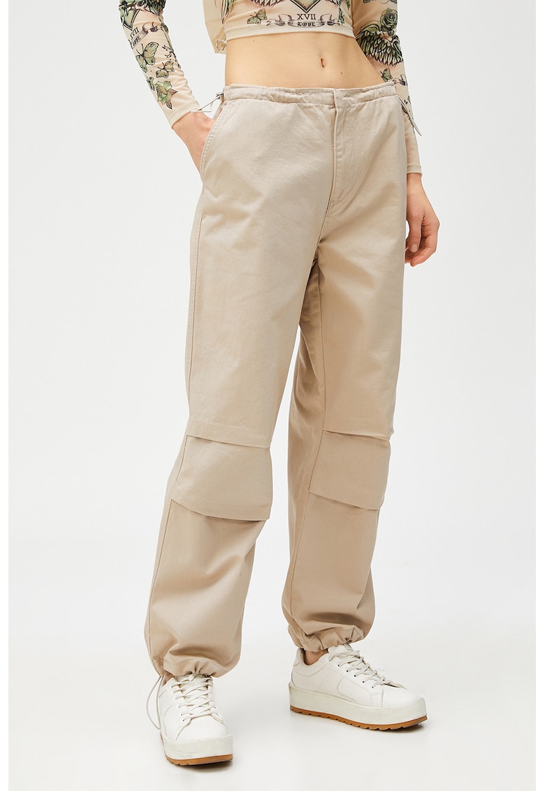 Pantaloni relaxed fit cu snur in talie